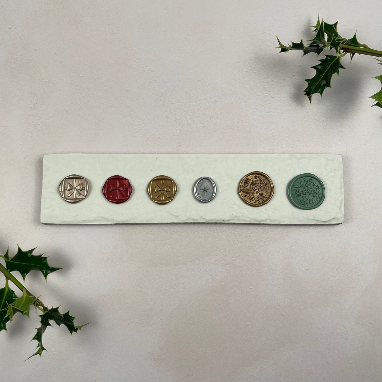 Christmas table place setting cards with wax seal