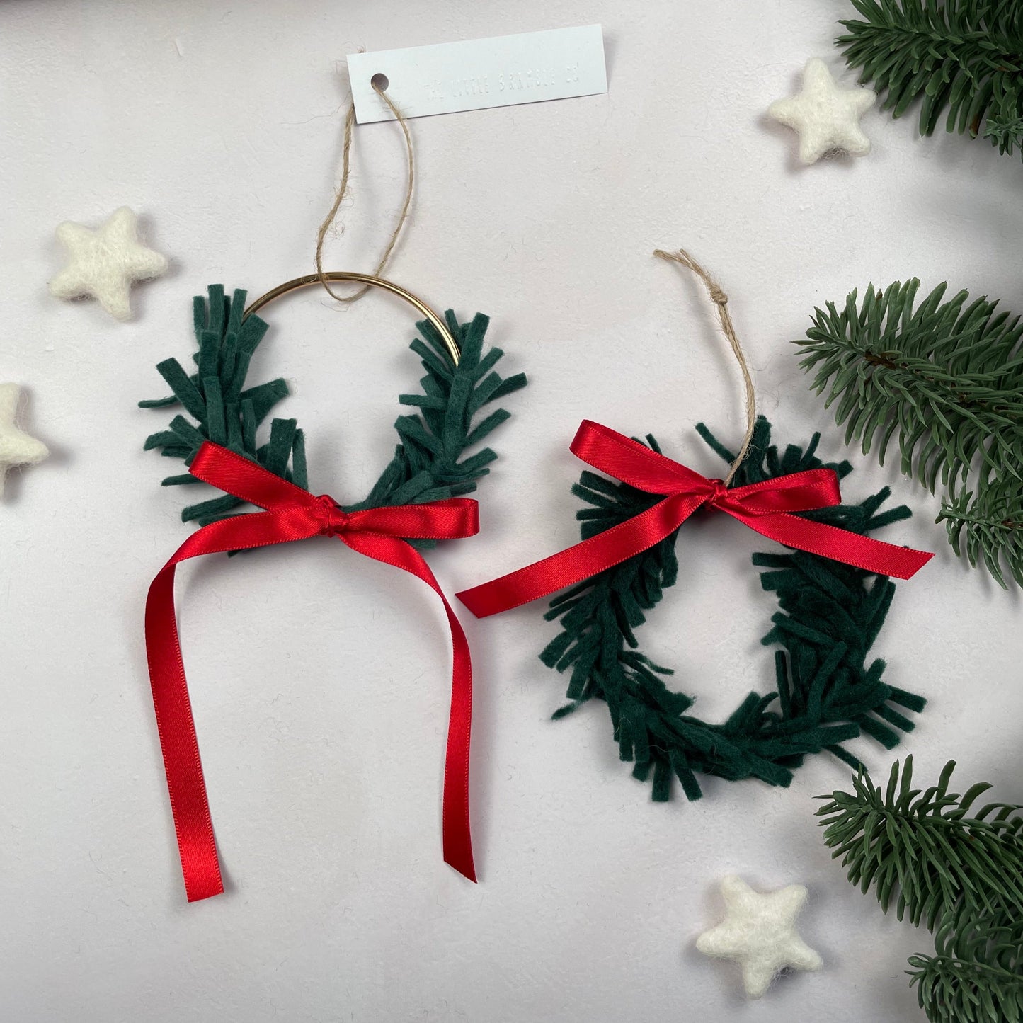 Mini Wreath Decoration -half encircled with felt sprigs