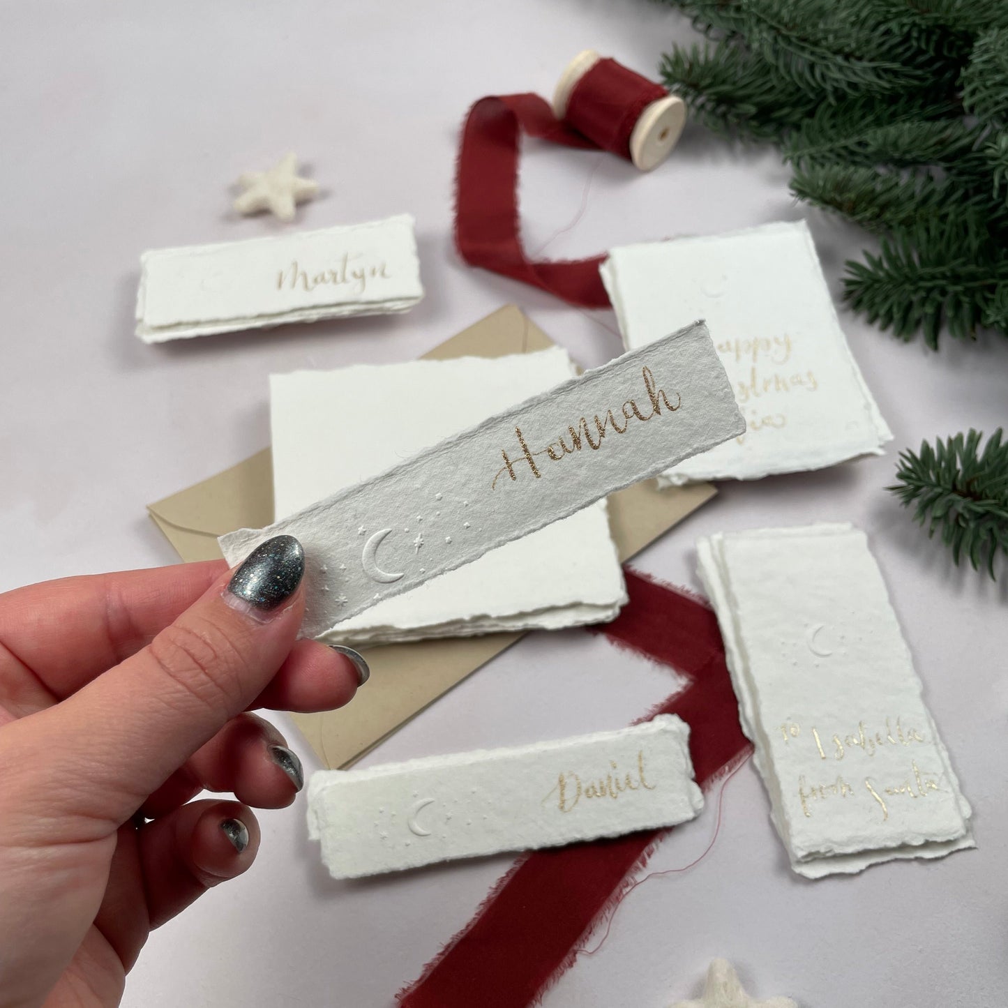 Christmas table place setting cards with wax seal