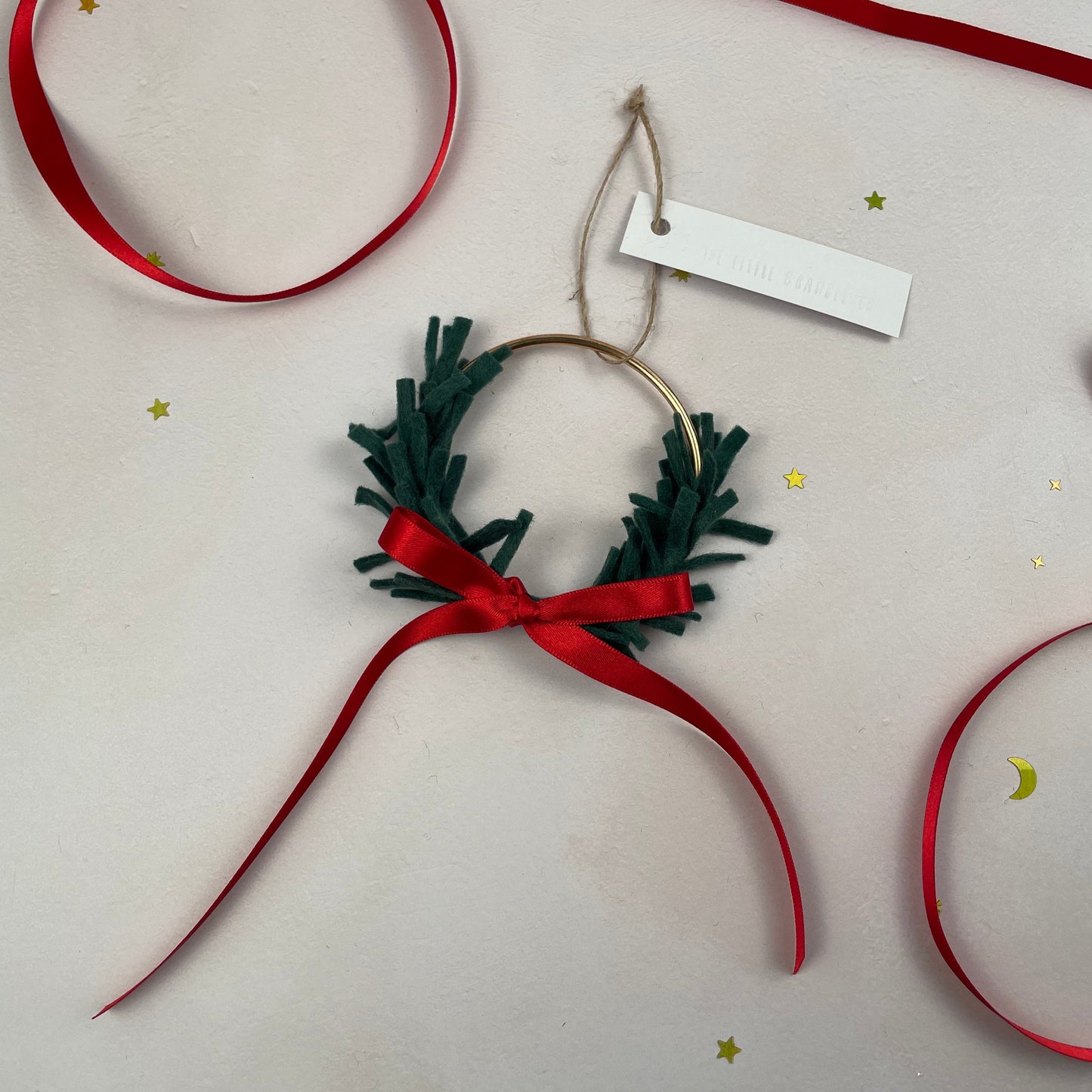 Mini Wreath Decoration -half encircled with felt sprigs