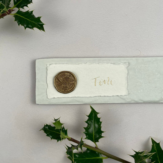 Christmas table place setting cards with wax seal
