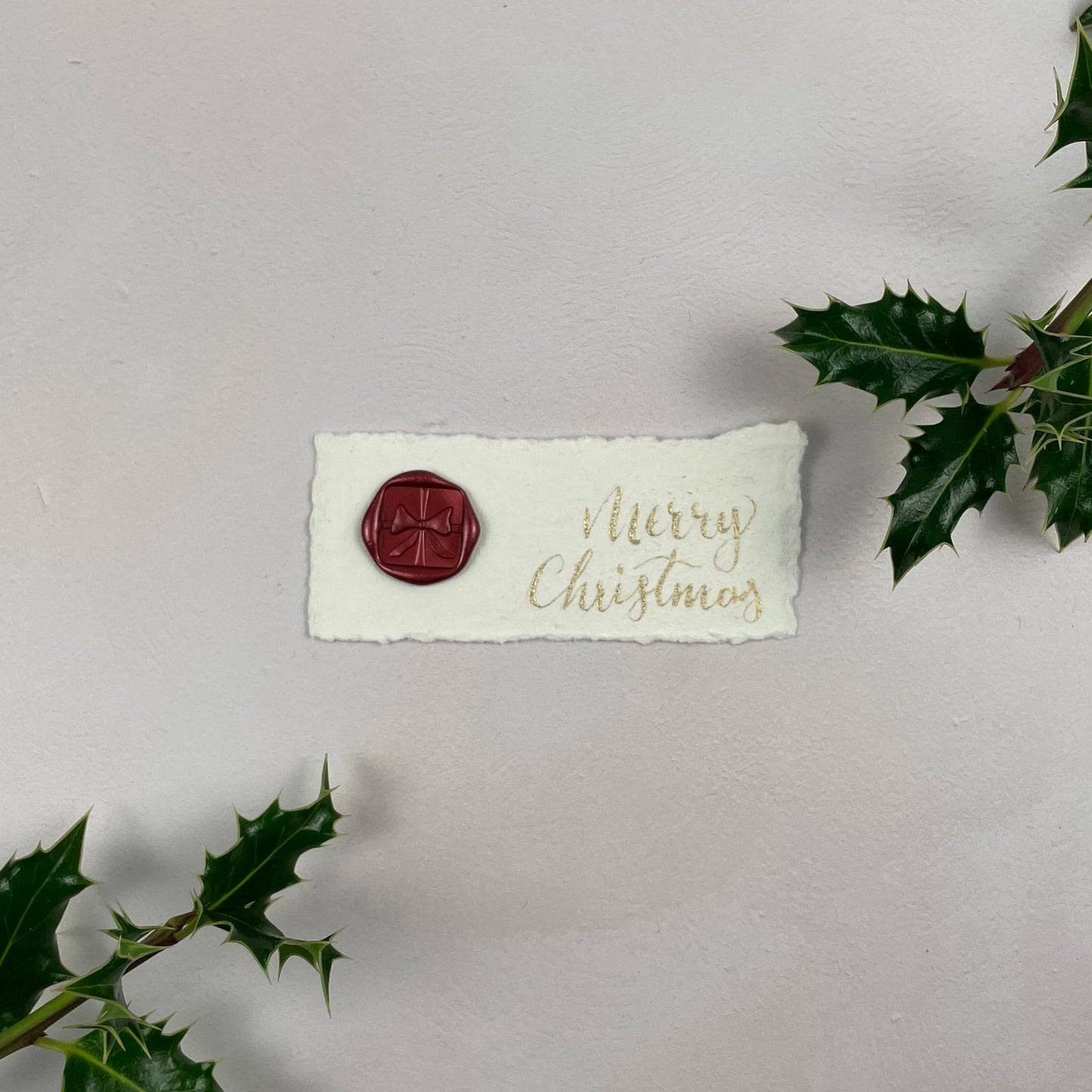 Christmas table place setting cards with wax seal