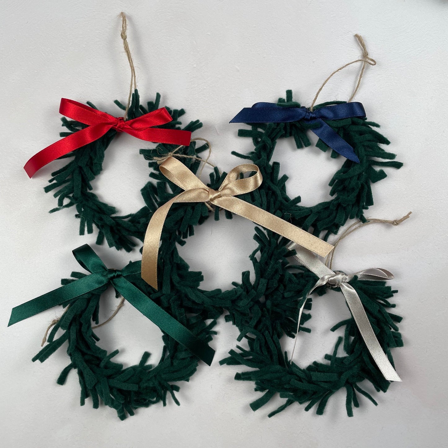 Mini Wreath Decoration - fully adorned with felt sprigs and includes a personalised calligraphy tag