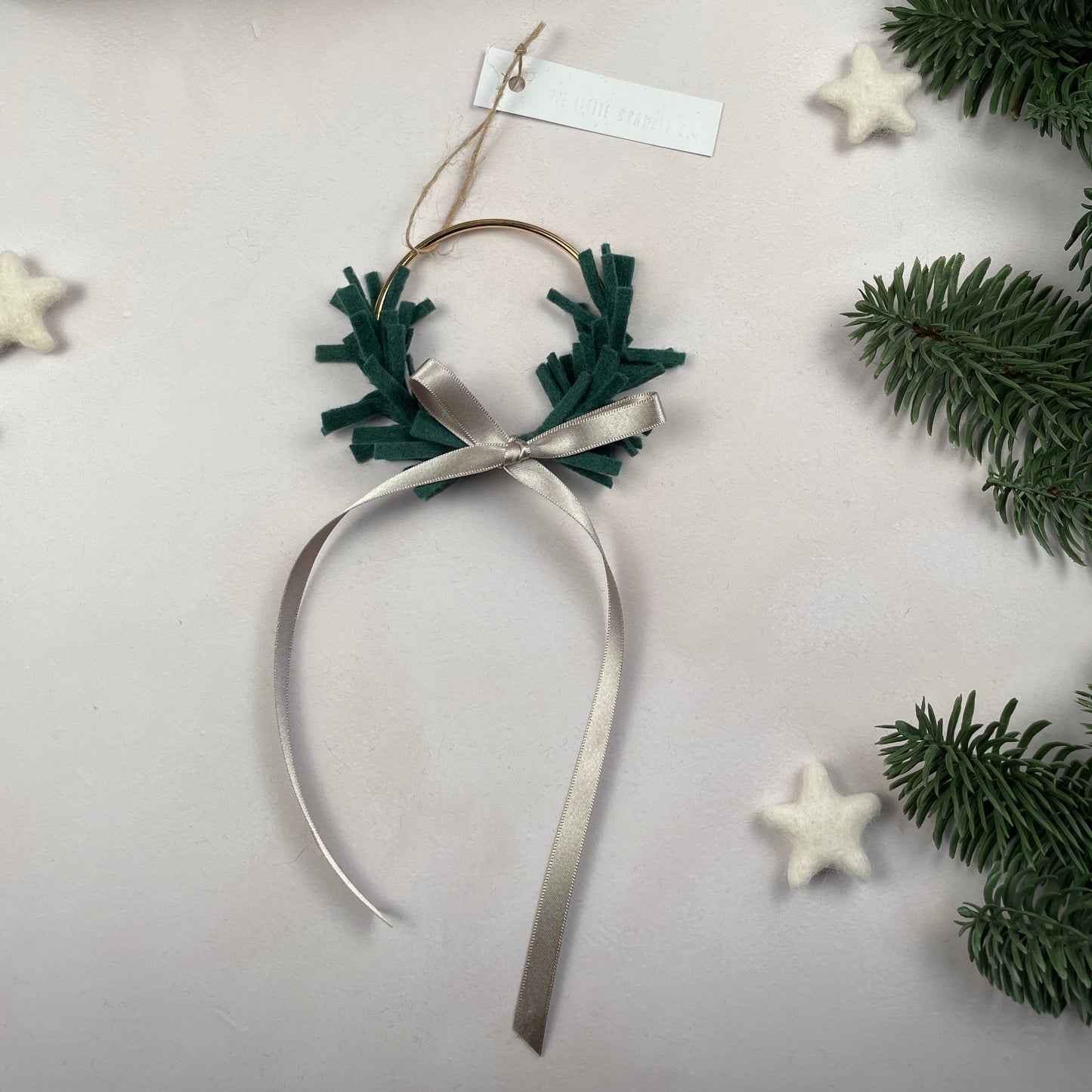 Mini Wreath Decoration -half encircled with felt sprigs