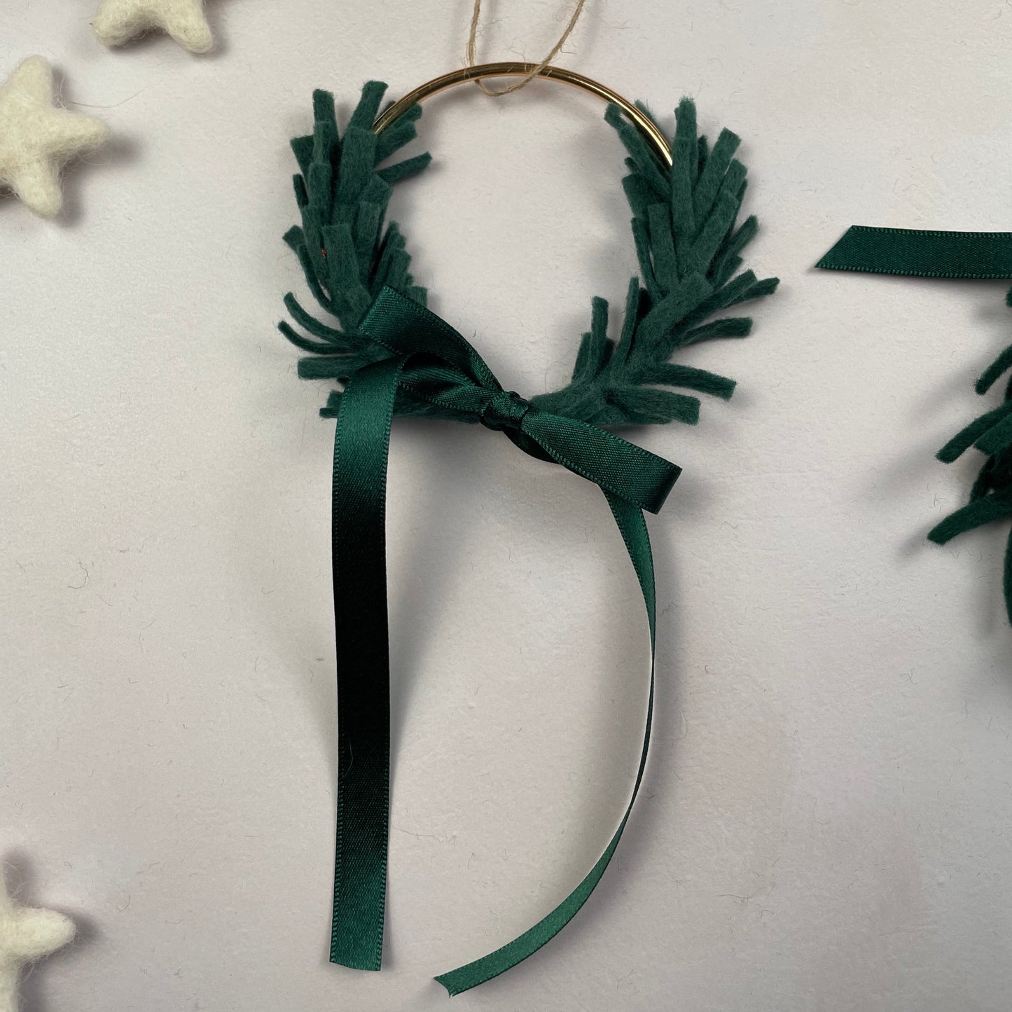 Mini Wreath Decoration -half encircled with felt sprigs